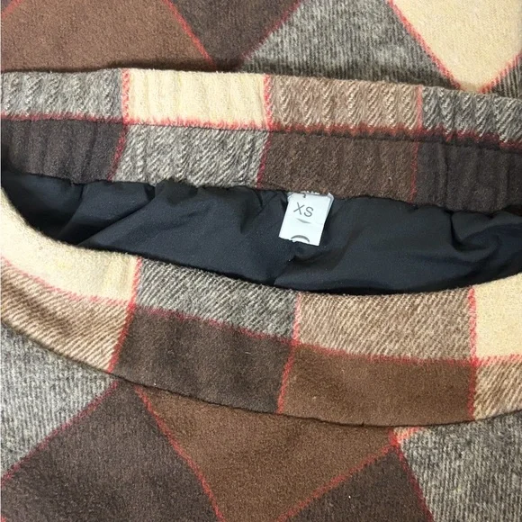 Plaid A-Line Midi Skirt Brown Tan Wool Blend High Waisted Fall Winter XS - Picture 5 of 7